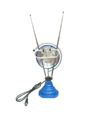 ANTENA DE TELEVISOR PLATO REDONDO ALUMINIO, CON SOPORTE PARA MESA CABLE 1 METRO