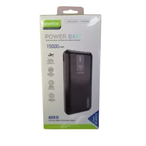 POWER BANK 15000MA ENTRADA MICRO USB Y TIPO C / SALIDA DOBLE USB (INCLUYE CABLE DE CARGA 4 EN 1)