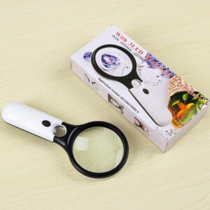 LUPA DE MANO CON LUZ TAMAÑO: 19.5CM(L)* 8.5CM(W)* 2.8CM(T) (NO INCLUYE BATERIAS)