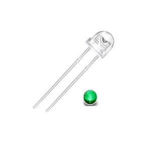 LED VERDE TRANSPARENTE 2500-3500MCD, 515-520MN 3V/20MA 2 PINES 5MM (SOMBRERO)