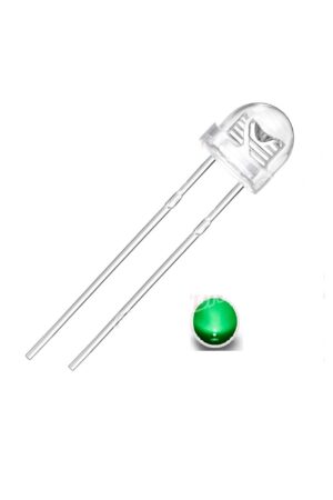 LED VERDE TRANSPARENTE 2500-3500MCD, 515-520MN 3V/20MA 2 PINES 5MM (SOMBRERO)