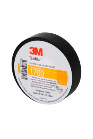 CINTA ELECTRICA DE VINIL 3M™ TEMFLEX™ 1700, NEGRA, 19 MM X 18 METROS