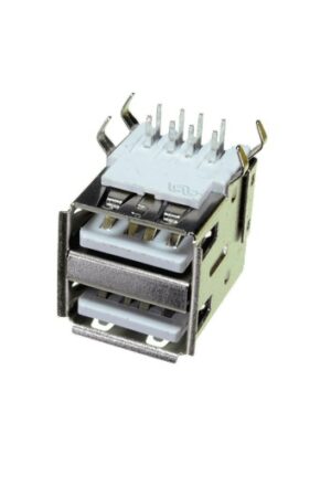 CONECTOR USB HEMBRA (TIPO A) PINES PARA IMPRESO ANGULO (DOBLE) VER.2.0