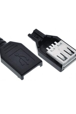 CONECTOR USB HEMBRA (TIPO A) AEREO PARA CABLE CON CAPUCHA VER.2.0