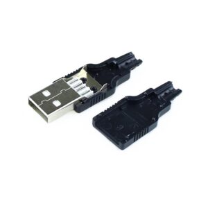 CONECTOR USB MACHO (TIPO A) AEREO PARA CABLE CON CAPUCHA VER.2.0